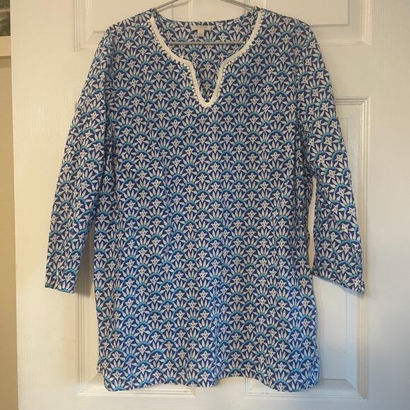 Talbots Lightweight 3/4 Length Sleeve Cotton Tunic Top Size L - Picture 1 of 12